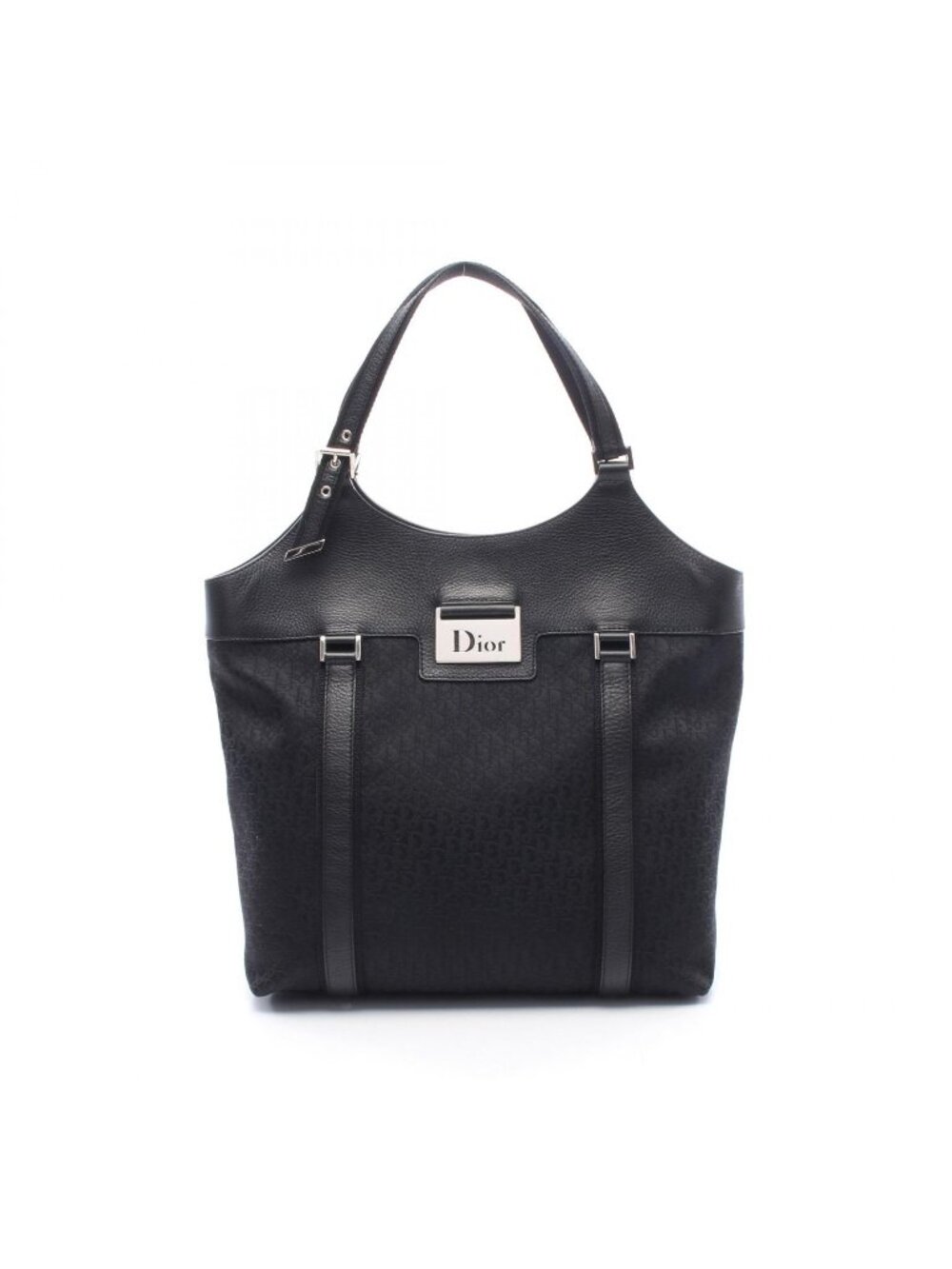 Dior Tote Bag Street Chic Trotter Black Canvas Leather